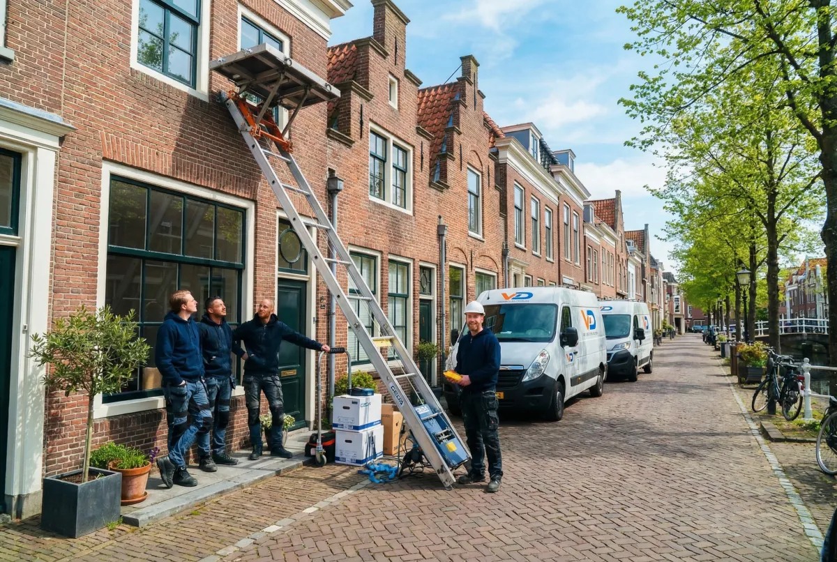 GEDA build lift in action at a Dutch canal house